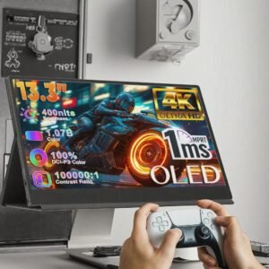 13.3 Inch 4K Portable OLED Monitor Small Gaming Monitor 100% DCl-P3 10-Bit Vivid Color1ms UHD Screen Portable Monitor for Laptop