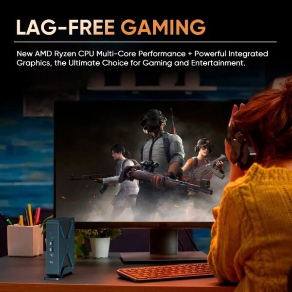 Cheapest Small Mini PC Win10/11  Fanless PC 7840HS  Quad Core 2Lan  4K Gaming  Computer - Image 3