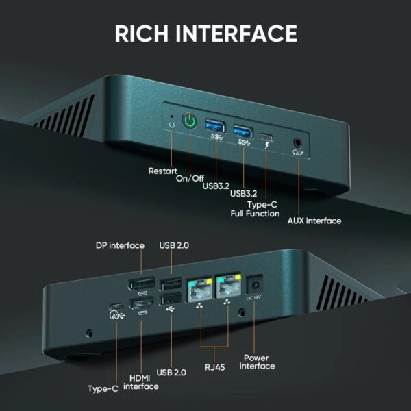 Cheapest Small Mini PC Win10/11  Fanless PC 7840HS  Quad Core 2Lan  4K Gaming  Computer - Image 4