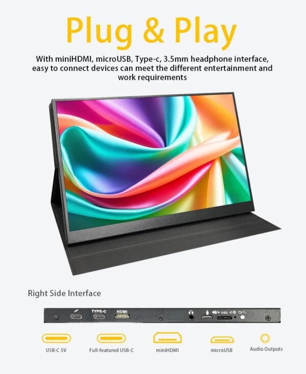 13.3 Inch LCD LED Small Monitors Touch Screen 1080P Gaming Monitor IPS Panel Screen USB Display Portable Monitor for Laptop - Image 2