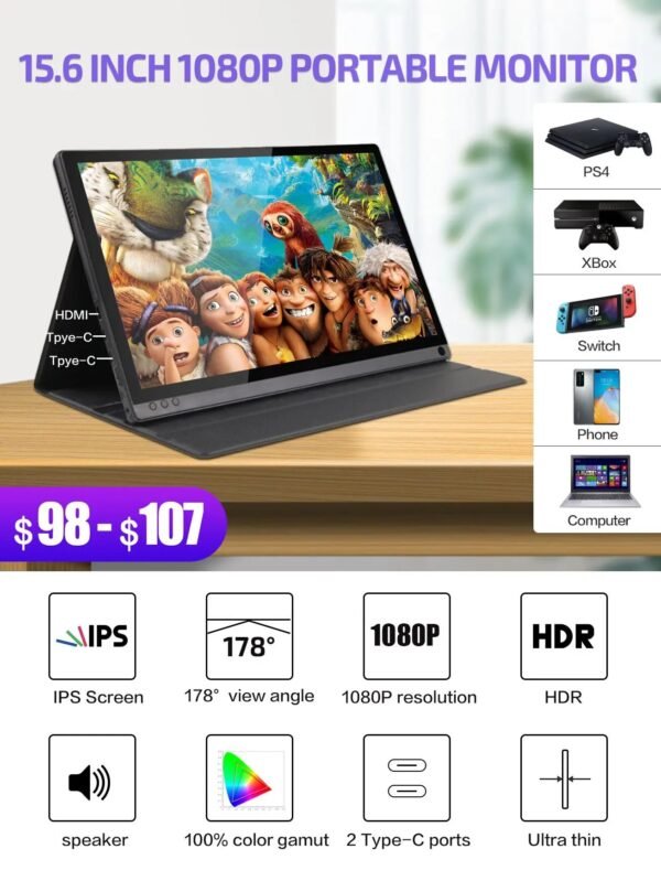 13.3 15.6 Inch 1K 2K 4K IPS Monitor Extended Extender 1920*1080 Touch Screen PC LED Portable Monitor for Laptop Cellphone - Image 7