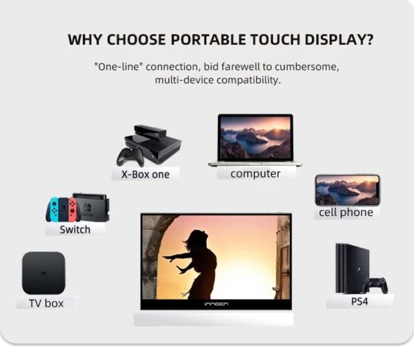 13.3 / 15 / 15.6 / 17.3 Inch 4k Portable  OLED Monitor Battery 1ms Type-C Usb Powered IPSTouch Screen Portable Monitor - Image 6